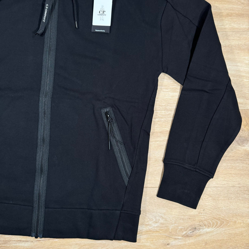 CP Company Diagonal Raised Zipped Goggle Hoodie in Black