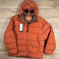 CP Company Chrome-R Goggle Down Jacket in Bombay Brown