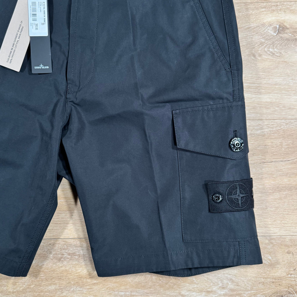 Stone Island Weatherproof Ghost Cargo Bermuda Shorts in Black