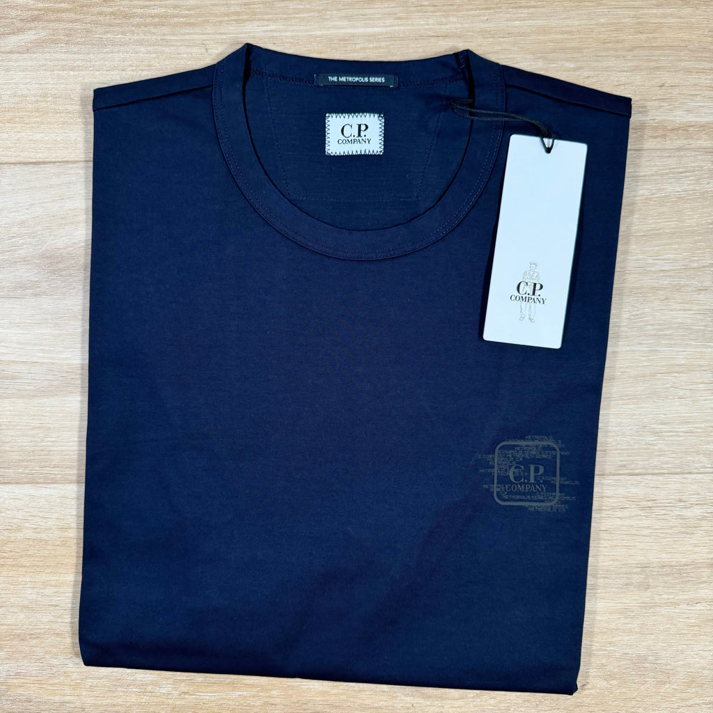 CP Company Metropolis Mercerized Logo T-Shirt in Navy