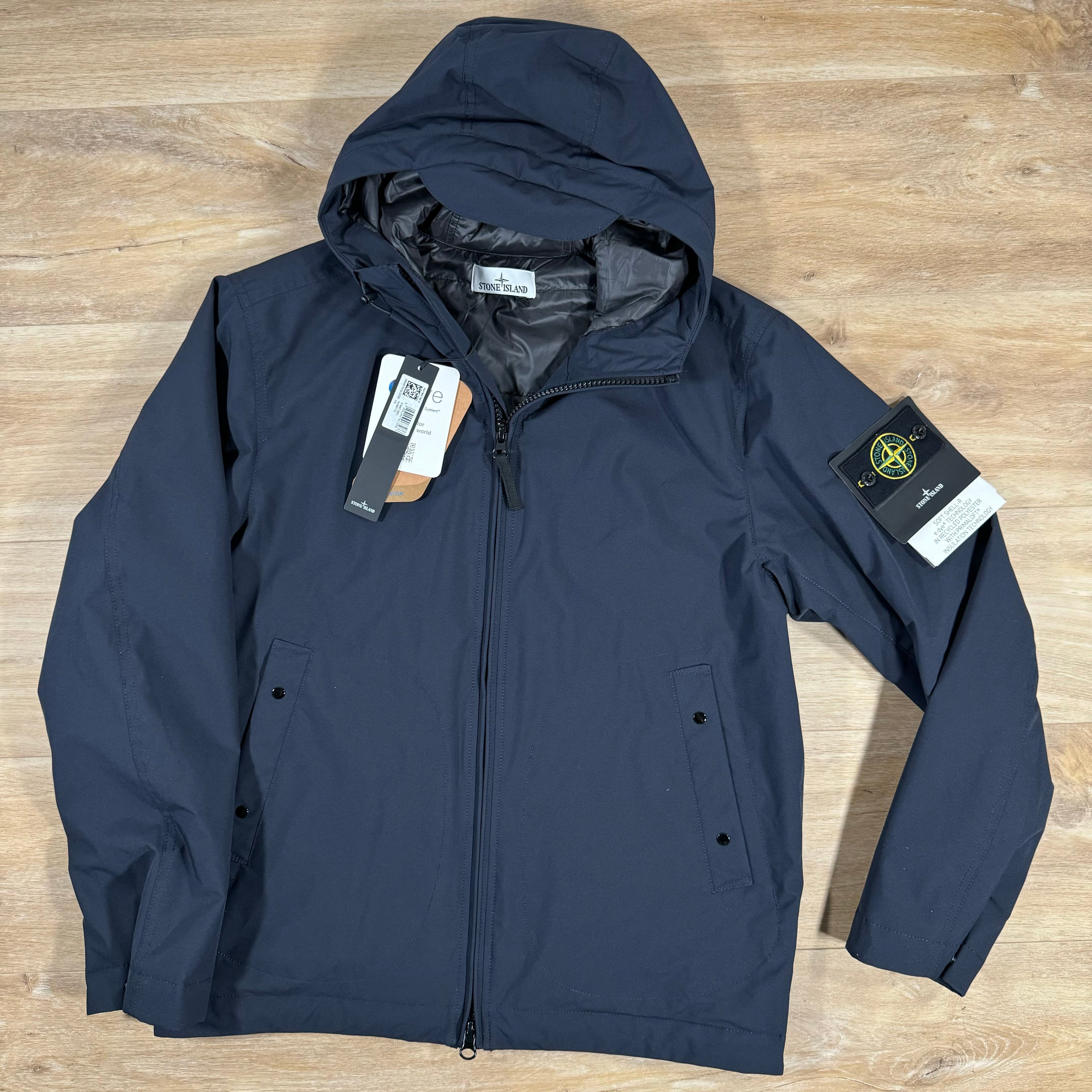 Stone Island Soft Shell-R Jacket with Primaloft Insulation in Navy