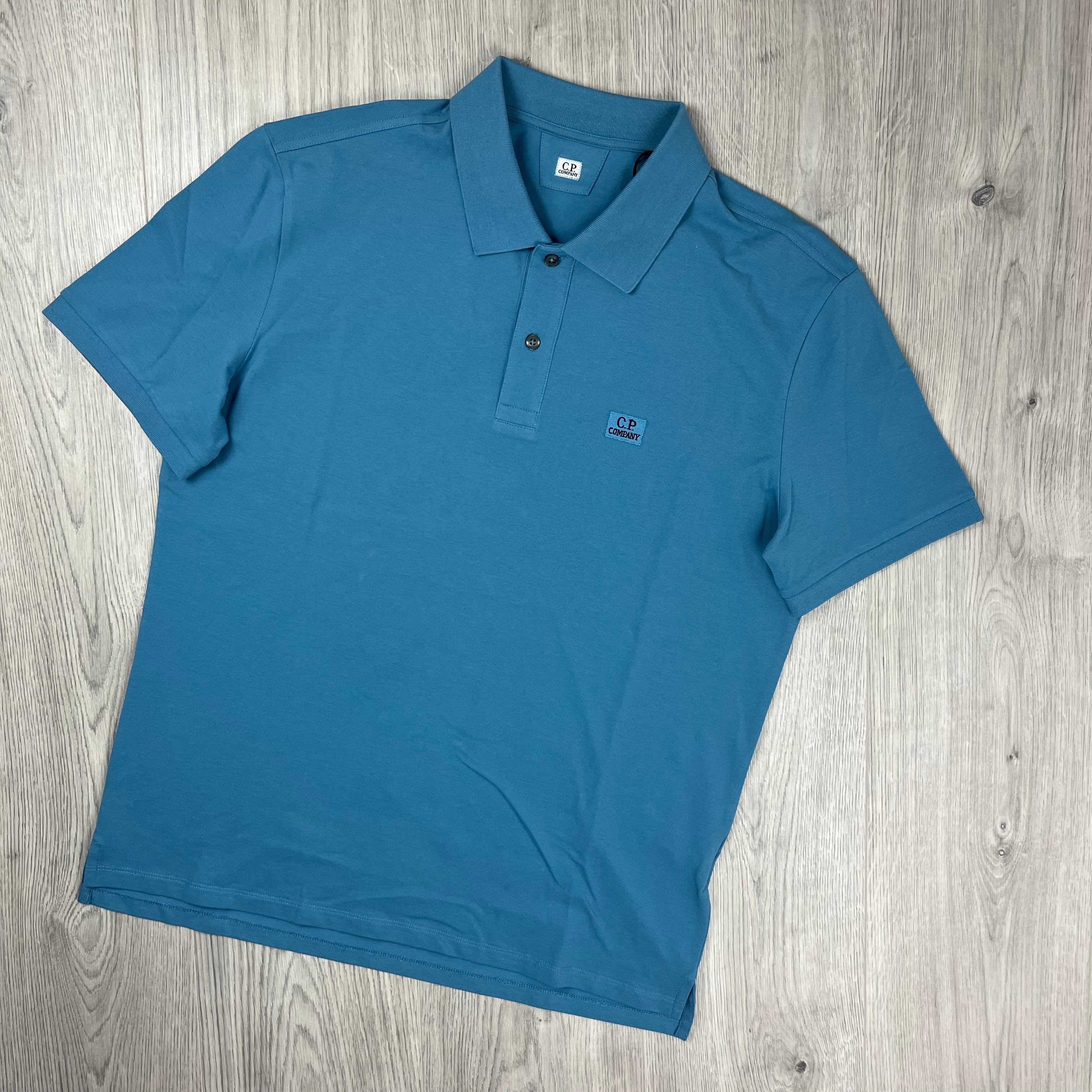 CP Company Piquet Polo Shirt - Aegean Blue