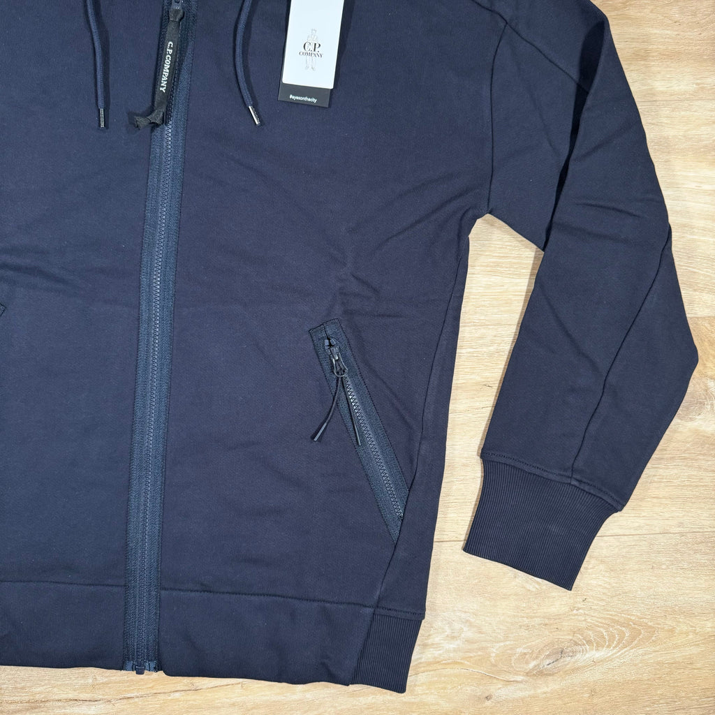 CP Company Diagonal Raised Fleece Goggle Hoodie in Navy