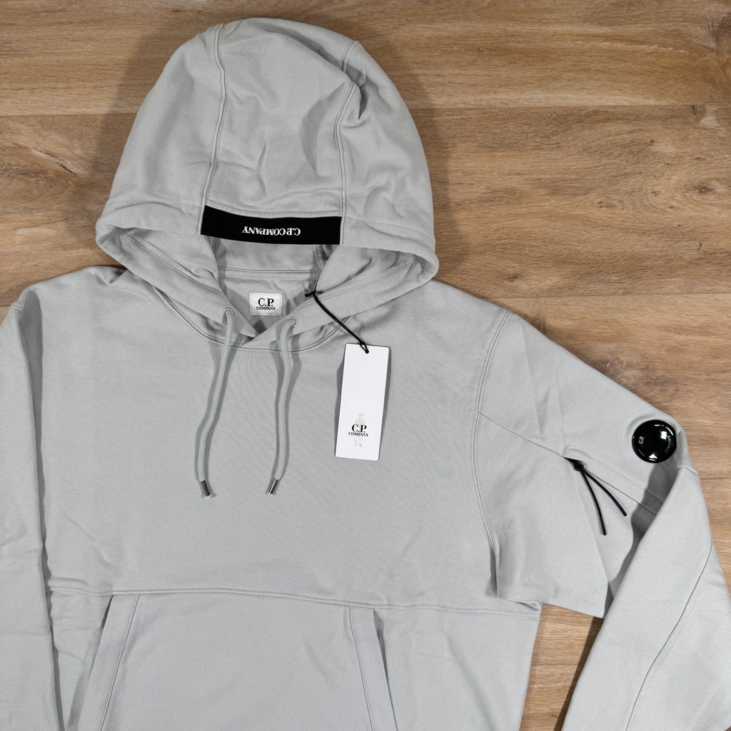 CP Company Diagonal Raised Fleece Lens Hoodie in Blue Fox - Grey