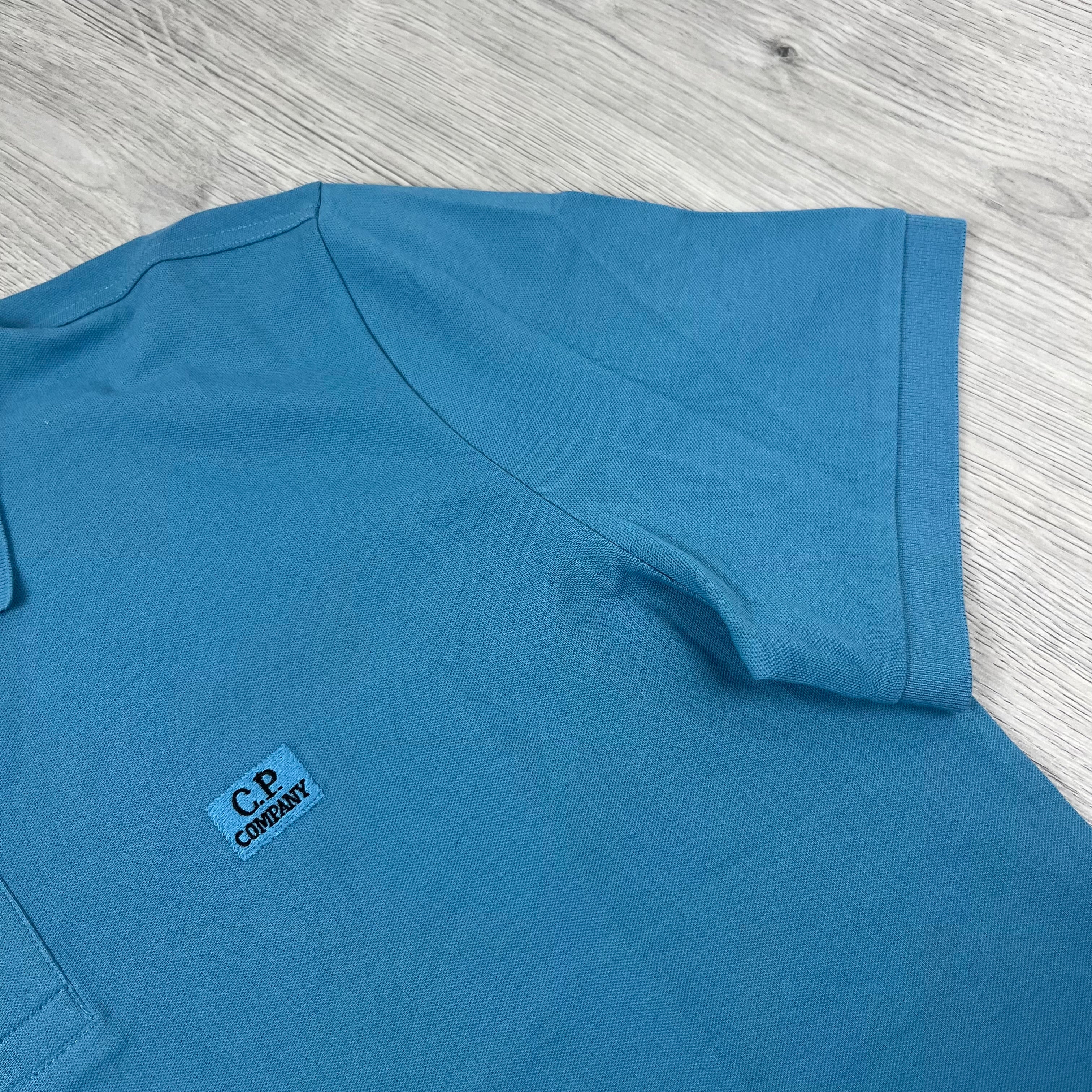 CP Company Piquet Polo Shirt - Aegean Blue