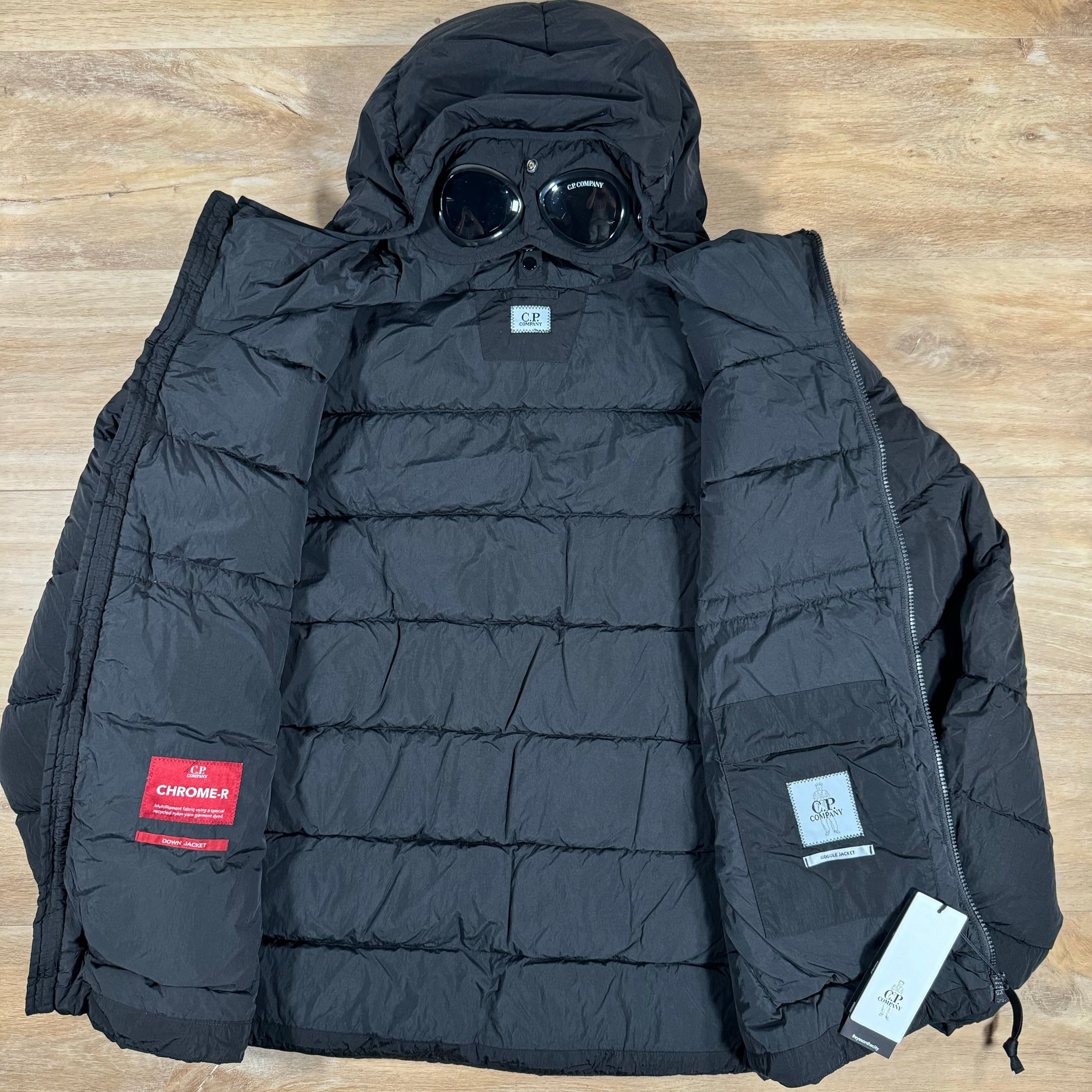 CP Company Chrome-R Goggle Down Jacket in Black