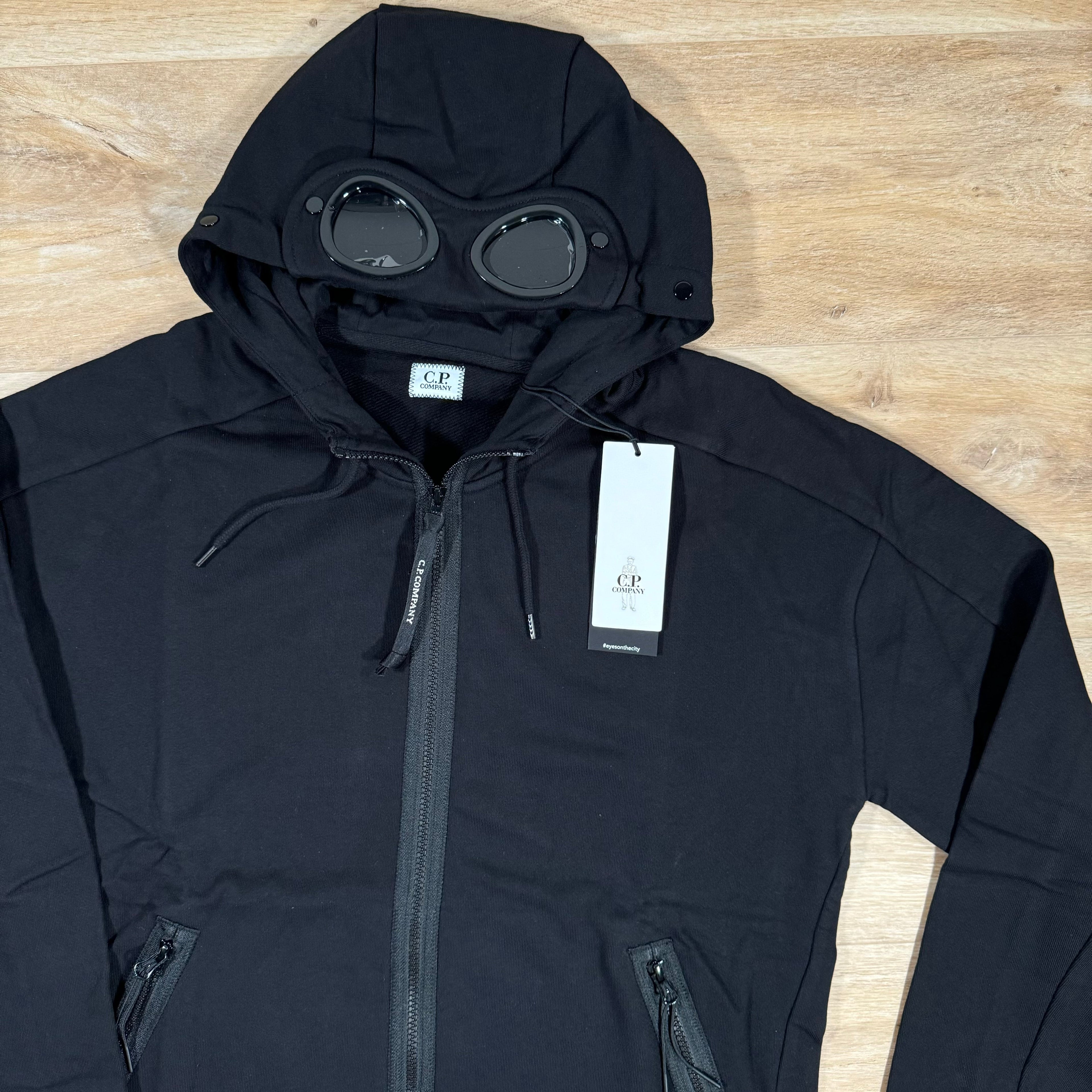 CP Company Diagonal Raised Fleece Goggle Hoodie in Black