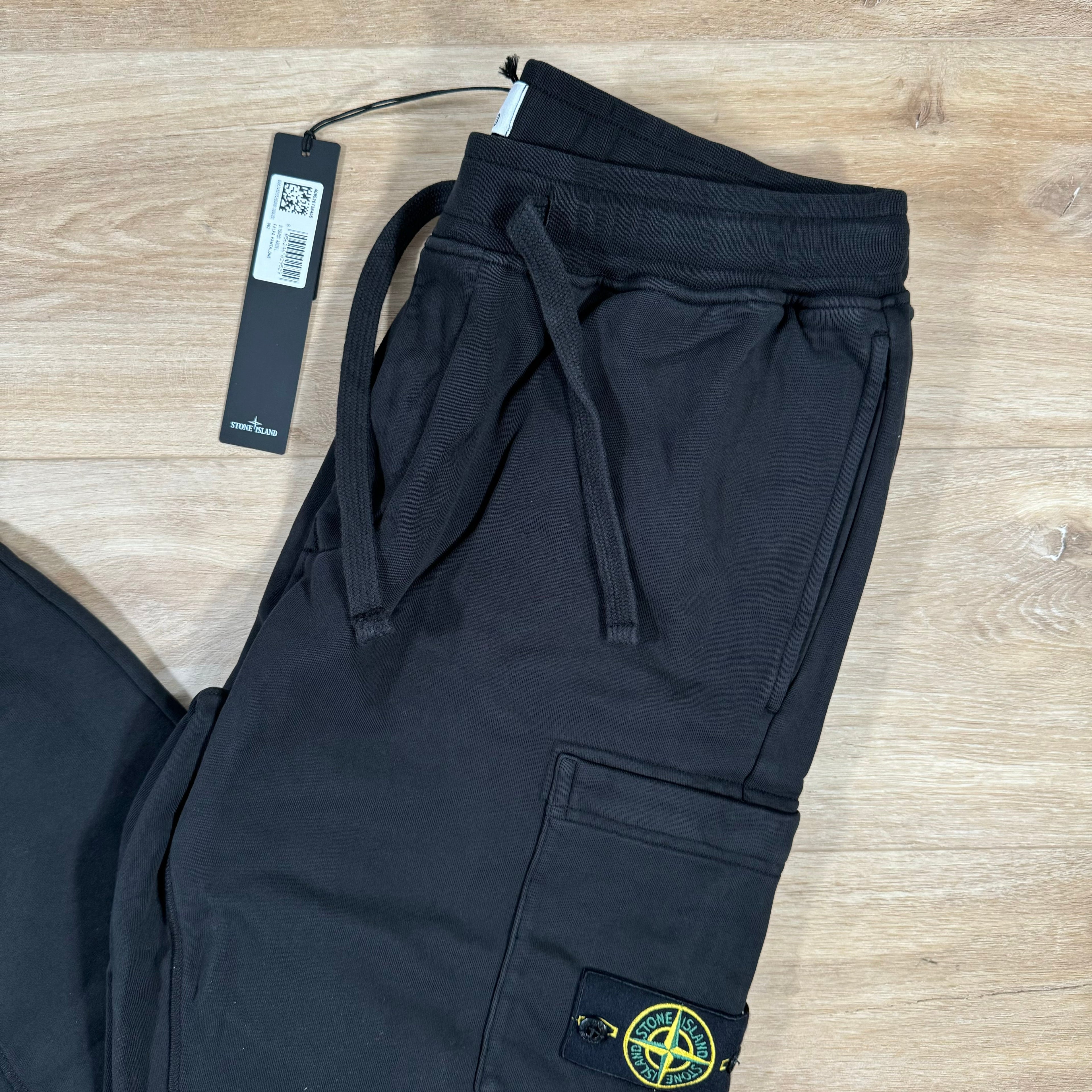 Stone Island Slim Fit Cargo Sweatpants in Black