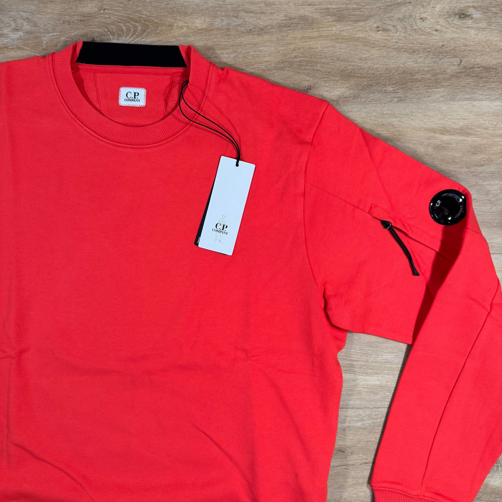 CP Company Diagonal Raised Fleece Lens Sweatshirt in Poinciana Orange