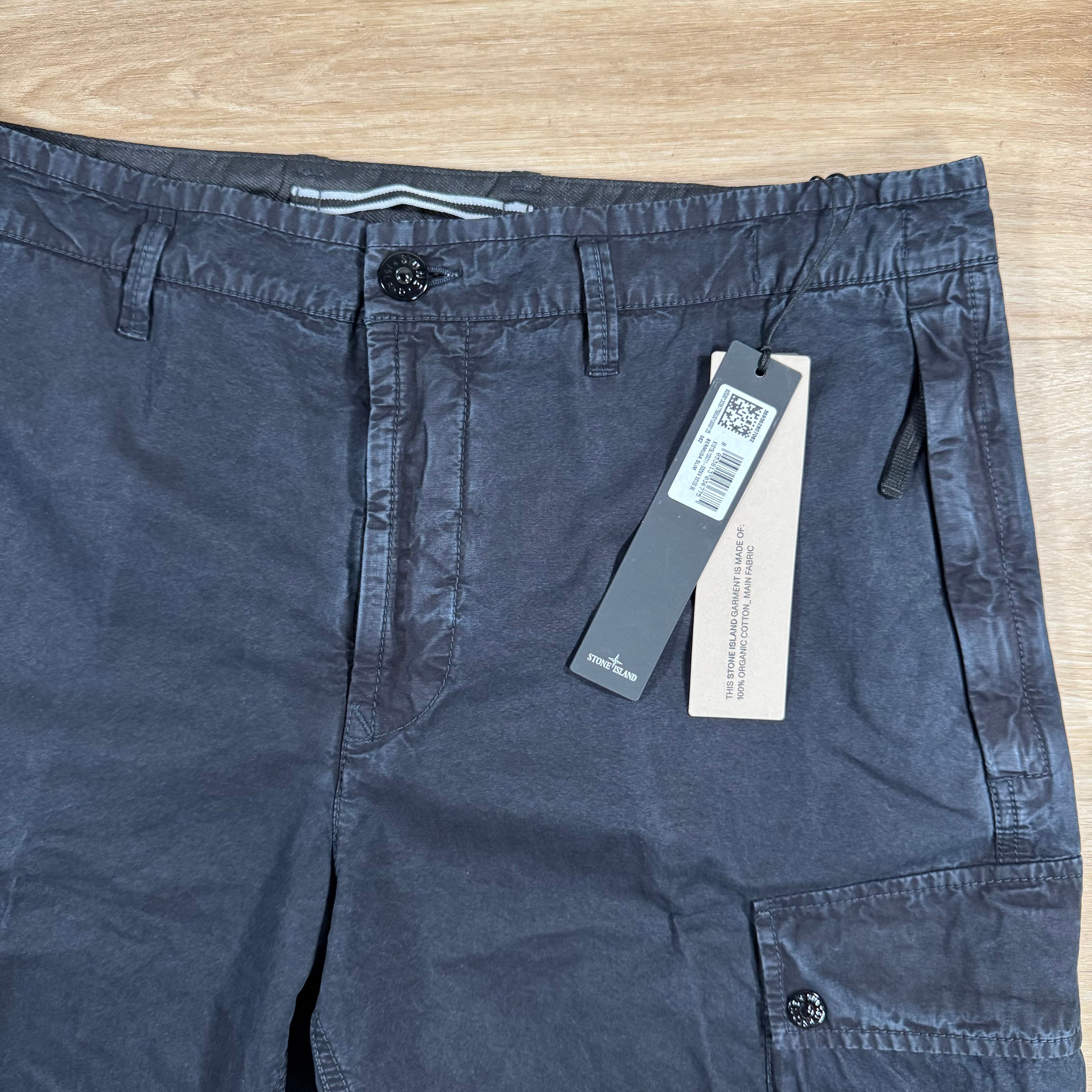 Stone Island Brushed Cotton Cargo Bermuda Shorts in Navy