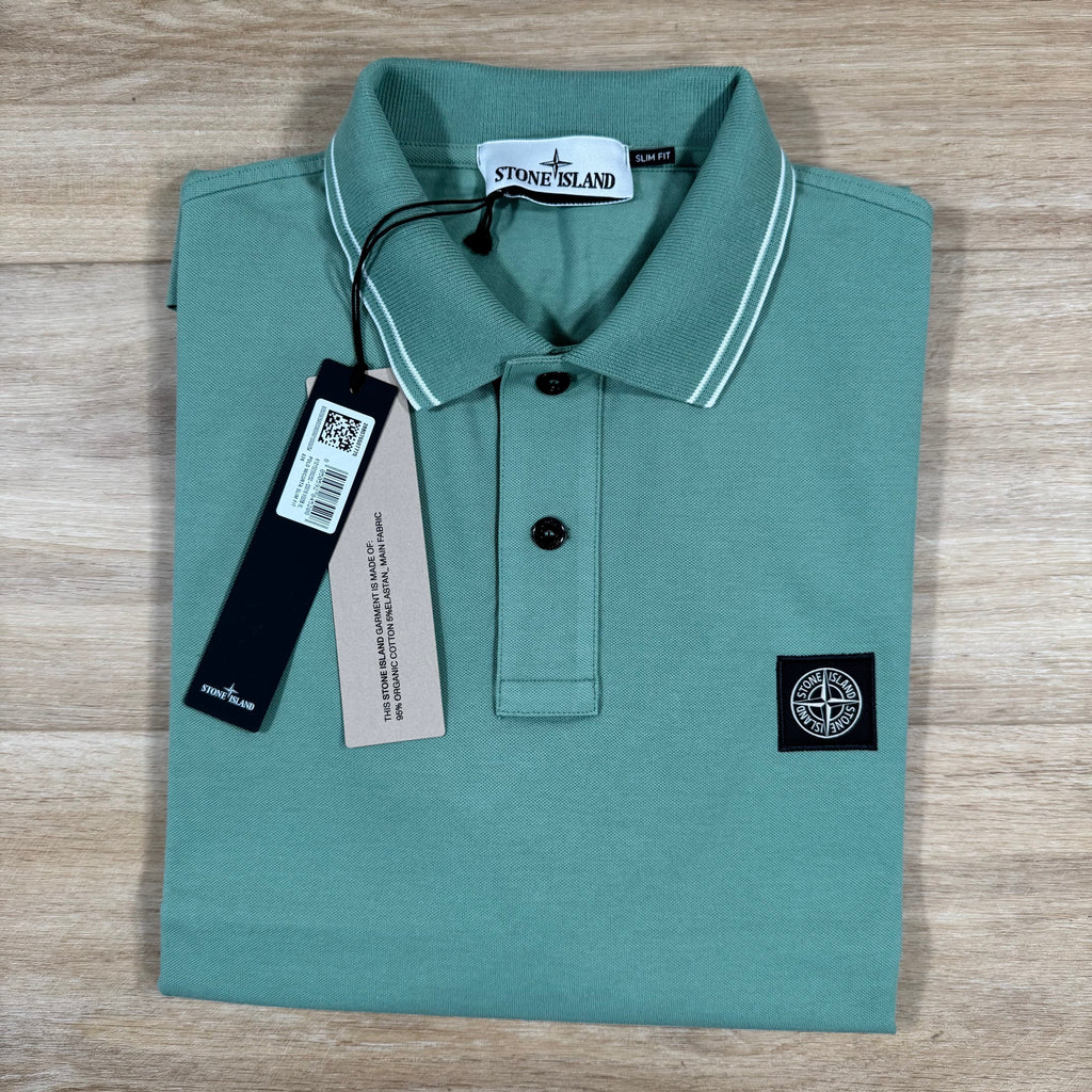 Stone Island Organic Cotton Pique Polo Shirt in Mint