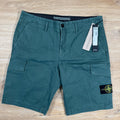 Stone Island Stretch Twill Cargo Shorts in Bottle Green