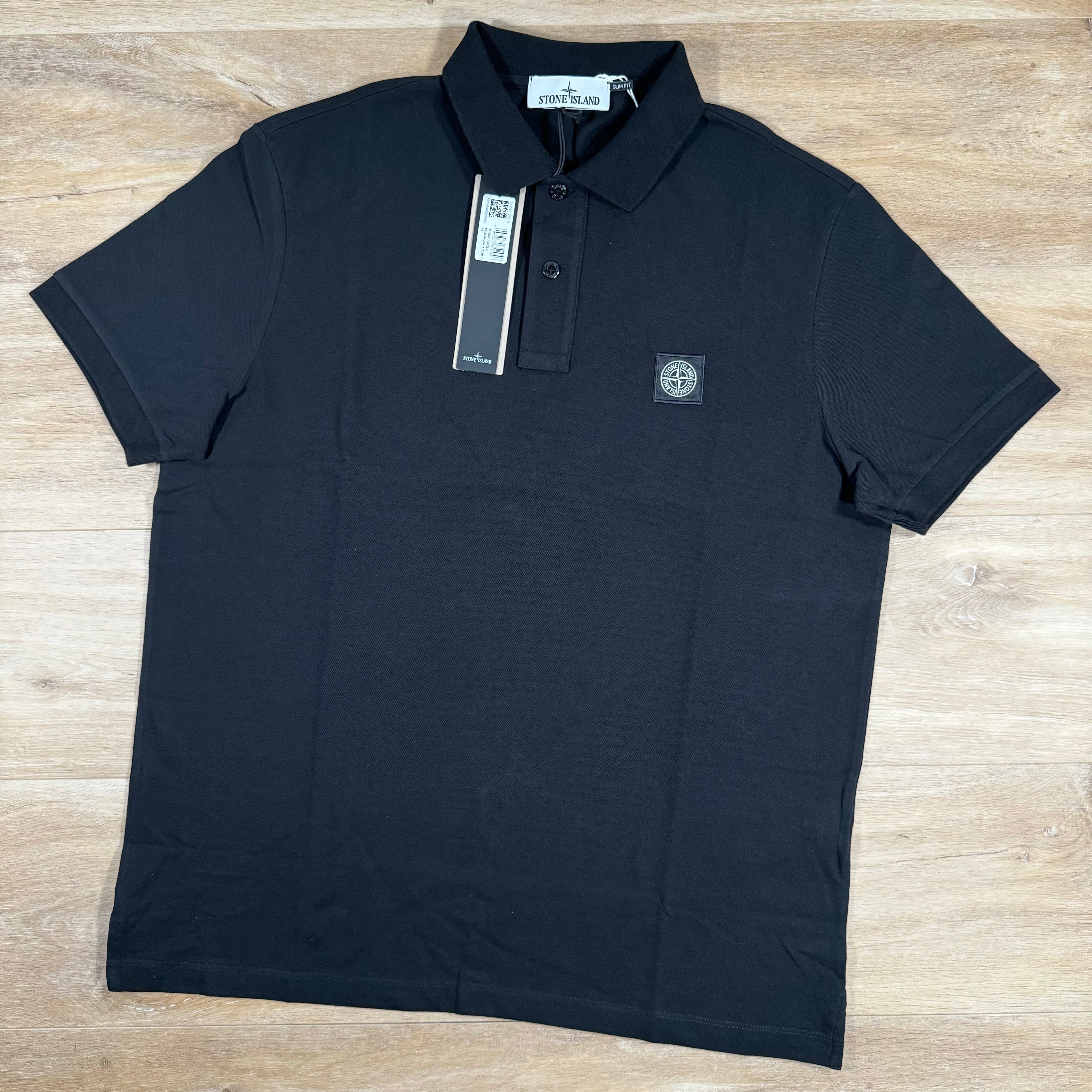 Stone Island Organic Cotton Pique Polo Shirt in Black