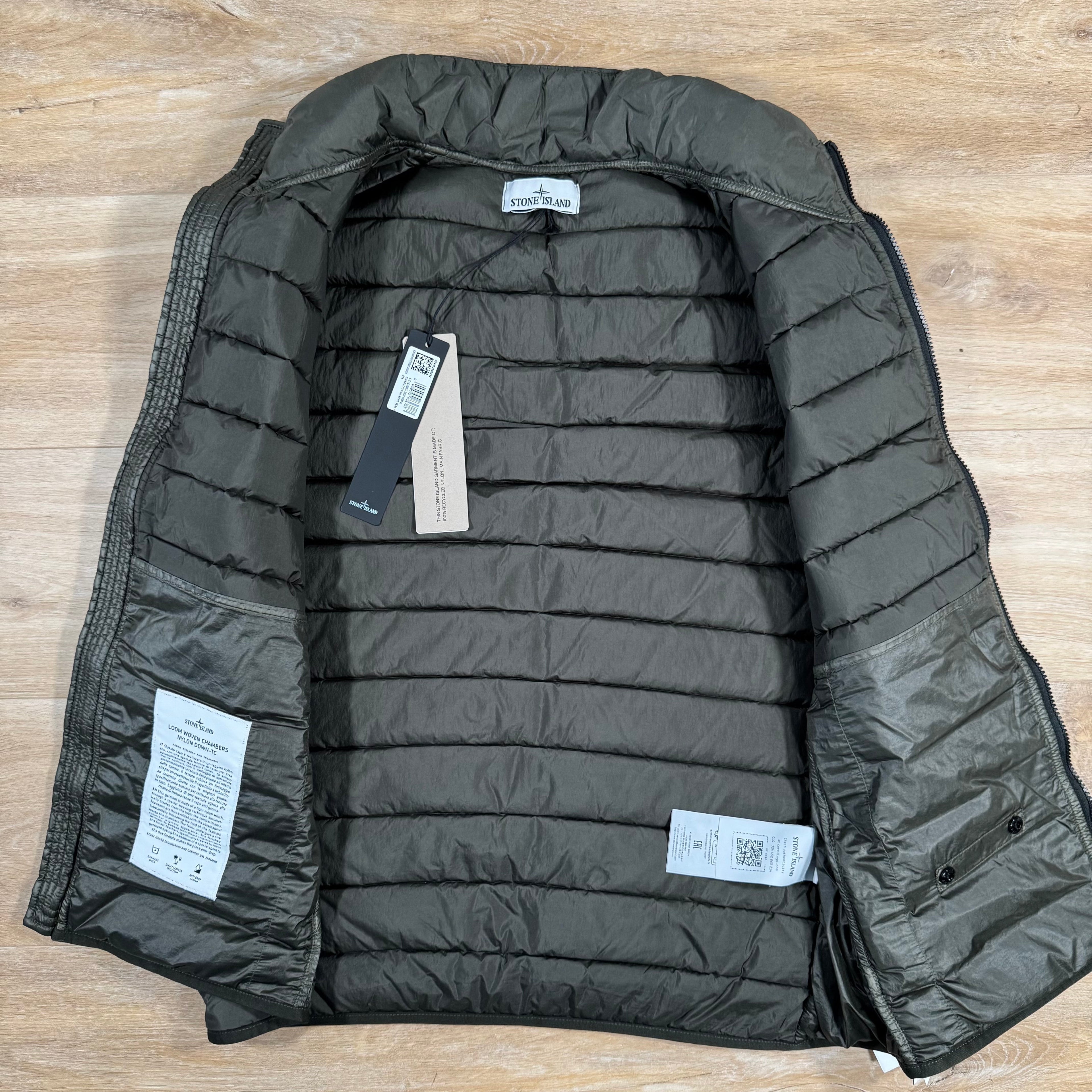 Stone Island Nylon Down-TC Vest in Military Green