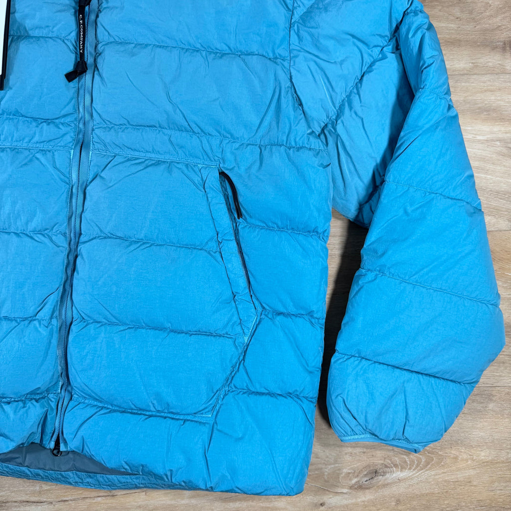 CP Company Chrome-R Goggle Down Jacket in Aegean Blue