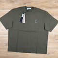 Stone Island Combed Organic Cotton Patch Logo T-Shirt in Military Green