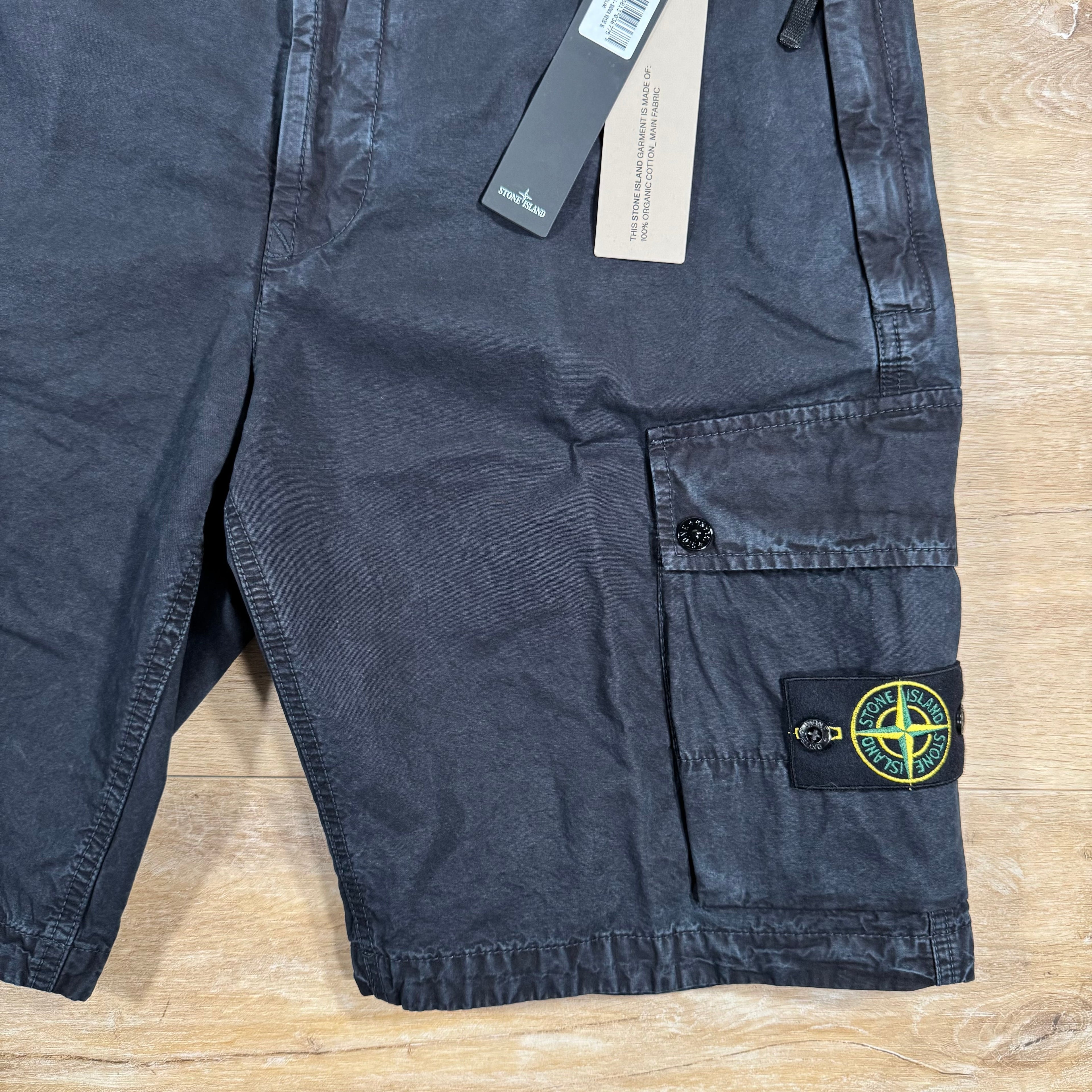 Stone Island Brushed Cotton Cargo Bermuda Shorts in Navy