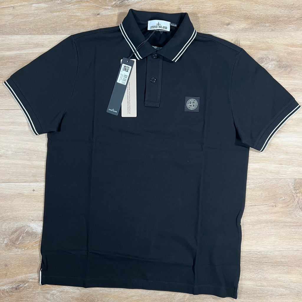 Stone Island Organic Cotton Pique Polo Shirt in Black