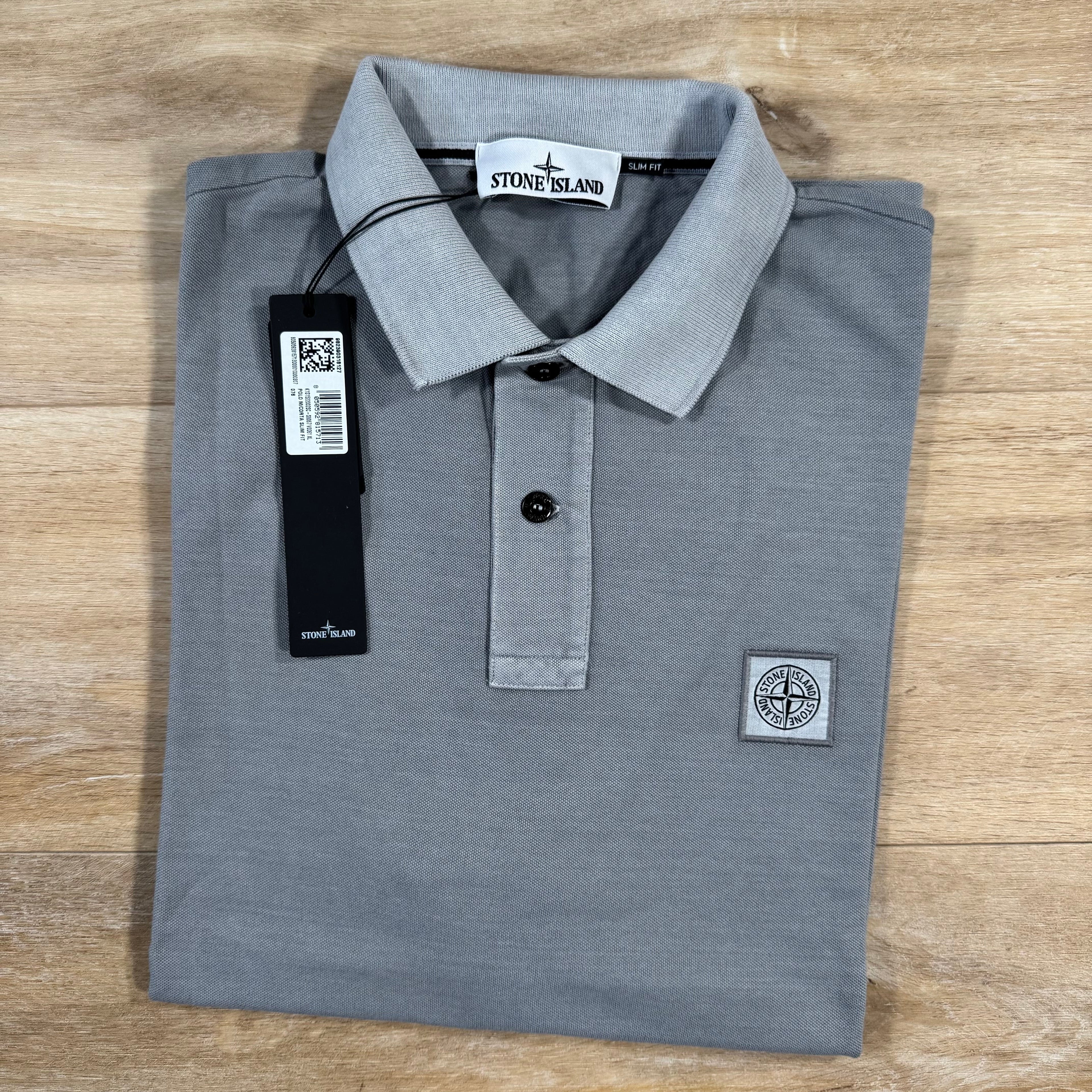 Stone Island Organic Cotton Overdye Polo Shirt in Pearl Grey