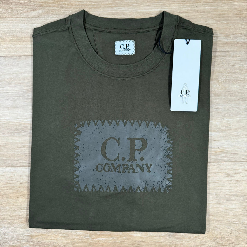 CP Company Stitch Block Logo T-Shirt in Ivy Green