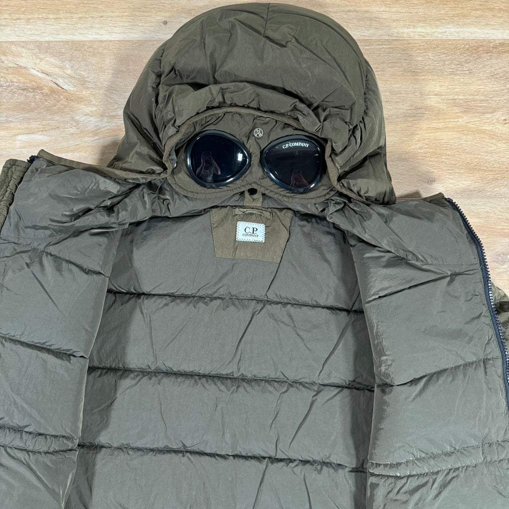 CP Company Chrome-R Goggle Down Jacket in Ivy Green