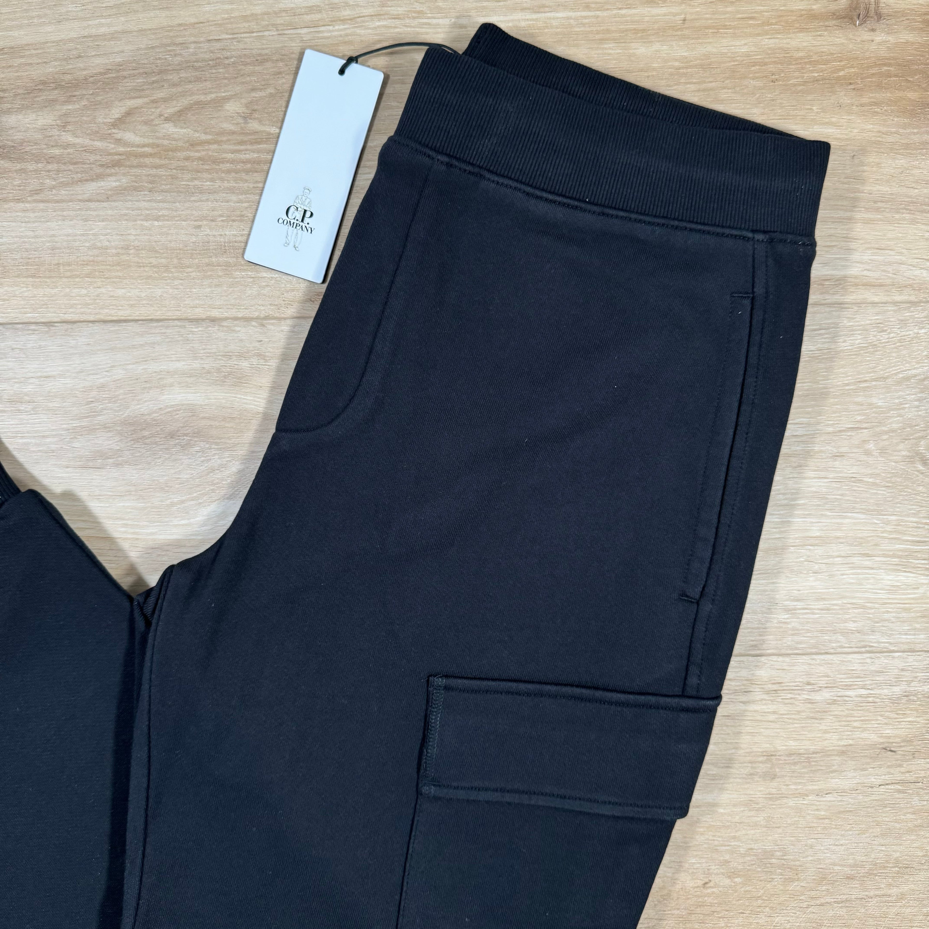CP Company Diagonal Raised Fleece Lens Sweatpants in Black