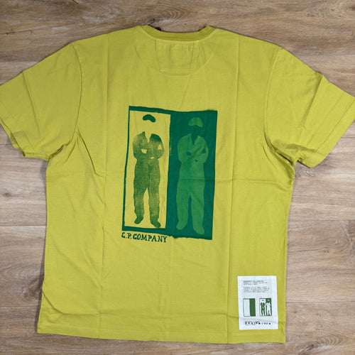 CP Company 24/1 Jersey Logo T-Shirt in Cress Green - Yellow