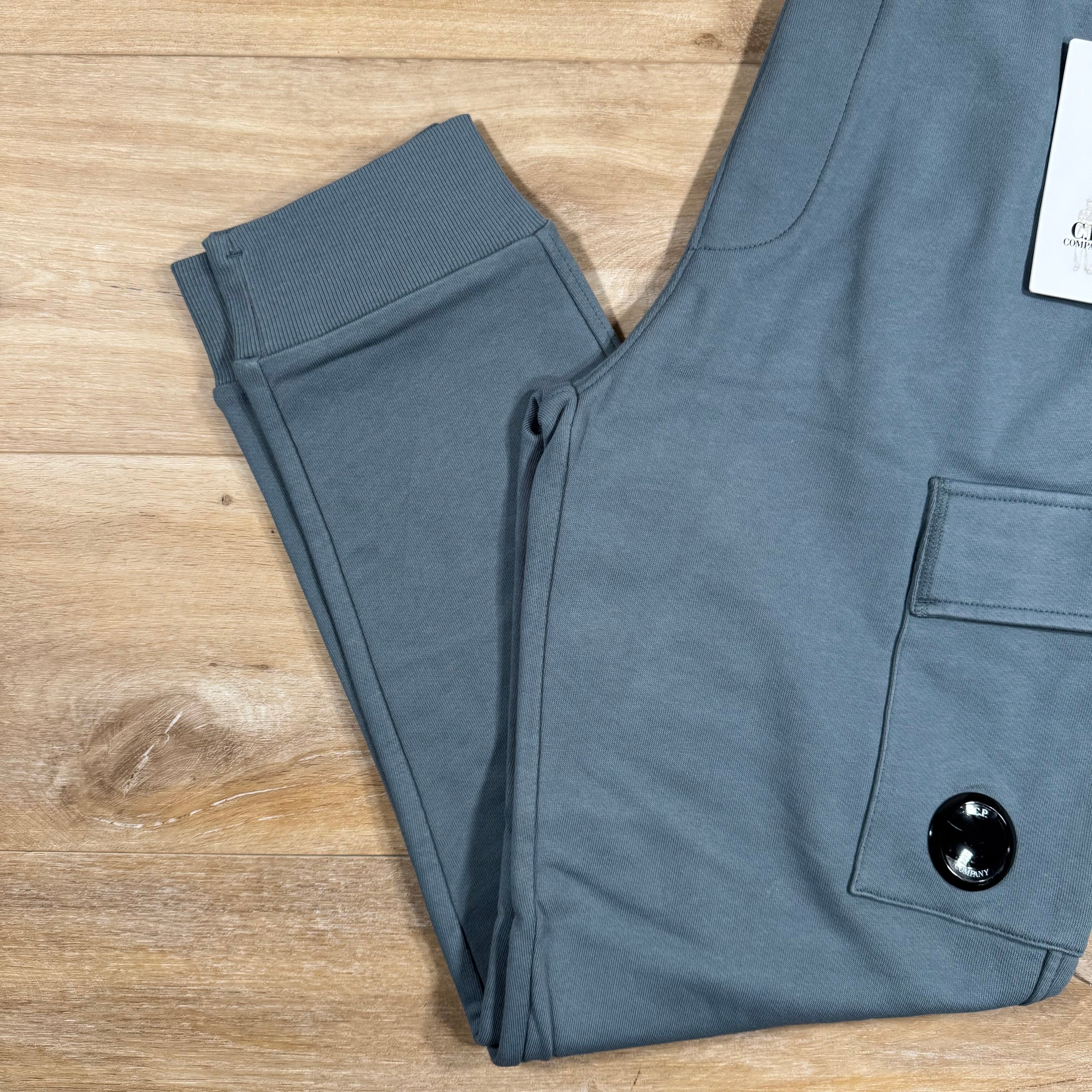 CP Company Diagonal Raised Fleece Lens Sweatpants in Stormy Weather - Blue