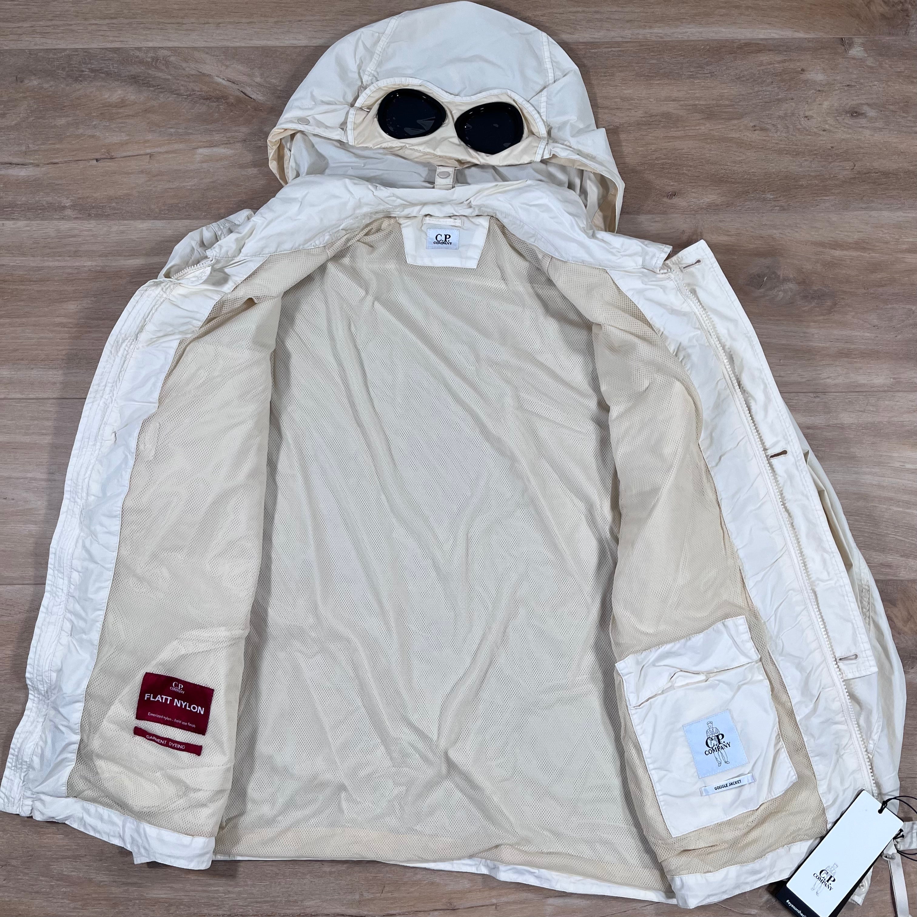 CP Company Flatt Nylon Goggle Overshirt in Pistachio Shell