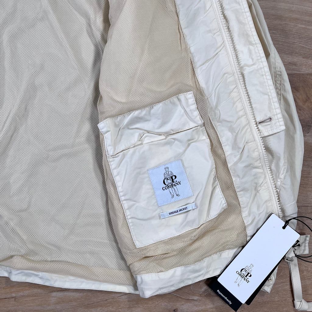 CP Company Flatt Nylon Goggle Overshirt in Pistachio Shell