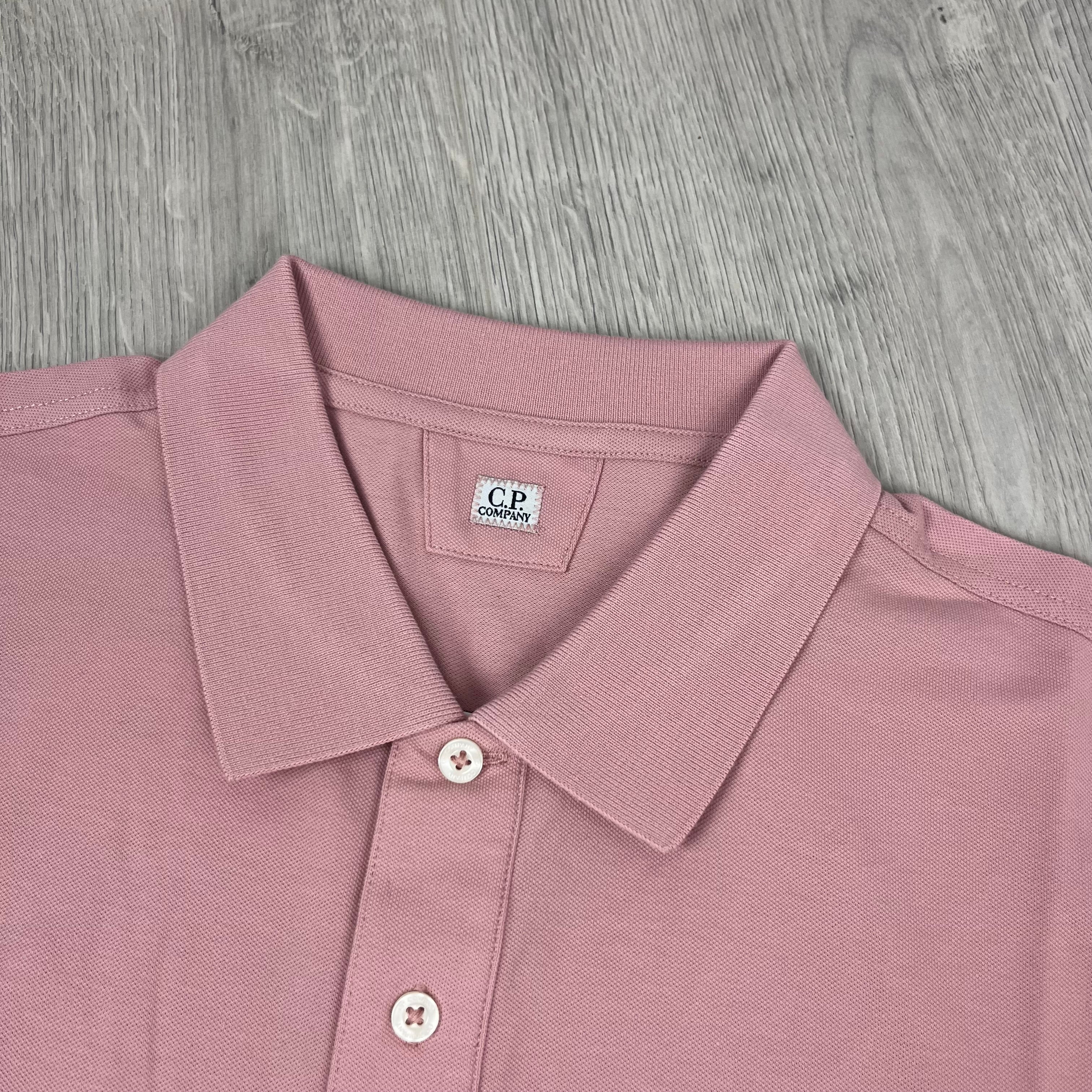 CP Company Piquet Polo Shirt - Misty Rose