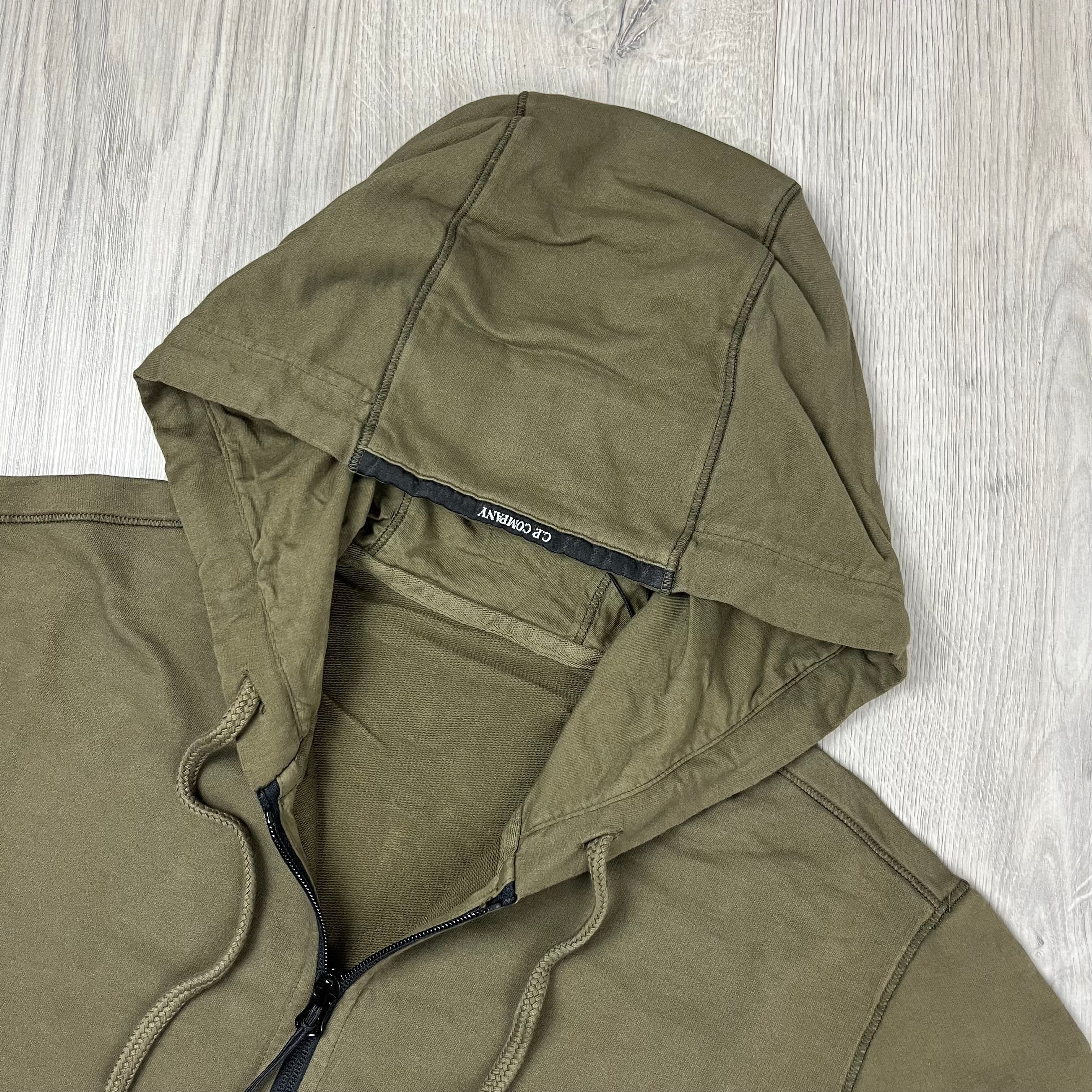 CP Company Light Fleece Zip Hoodie - Ivy Green