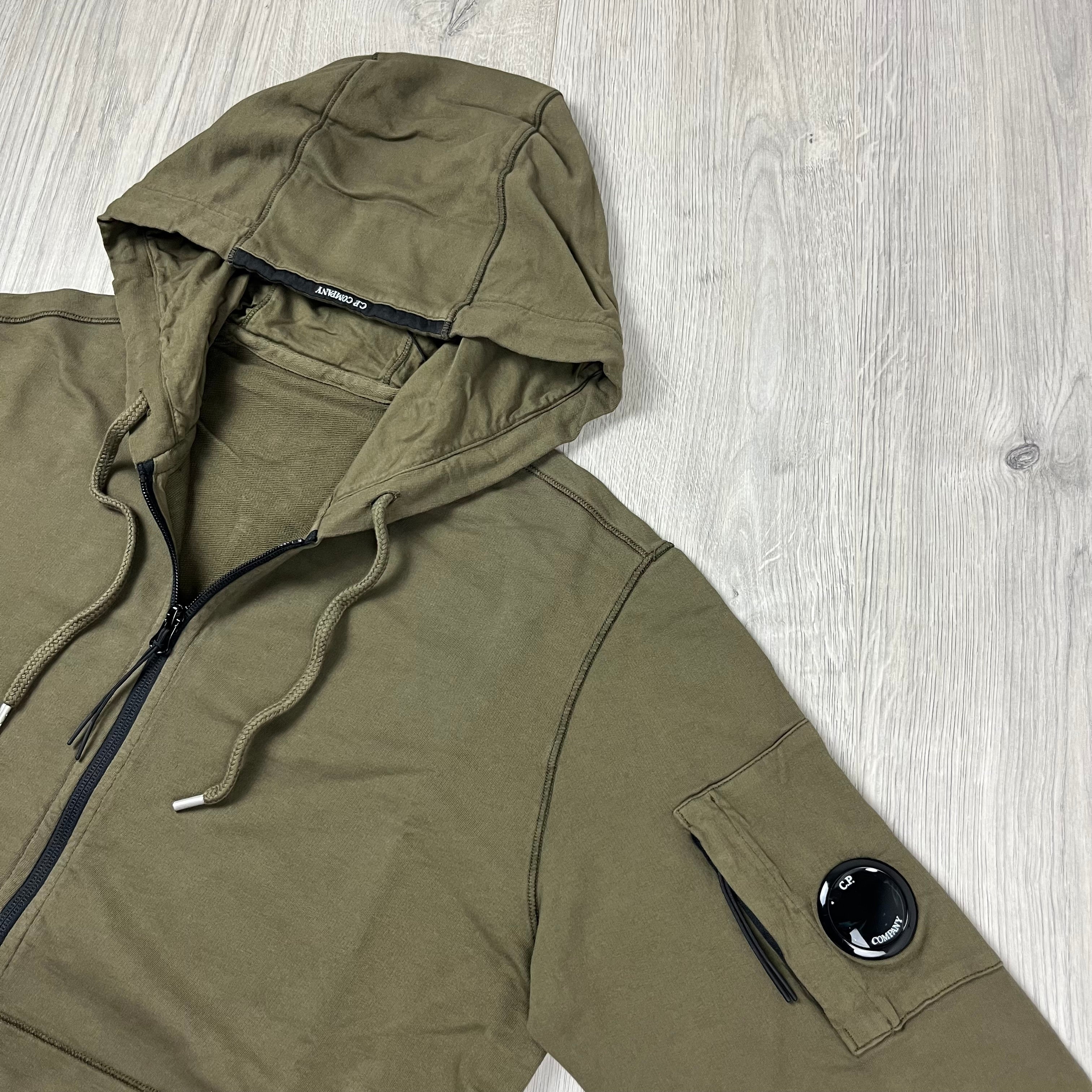 CP Company Light Fleece Zip Hoodie - Ivy Green